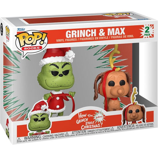 Funko Pop ! Books  - 2 Pack Grinch & Max 9Cm How The Grinch Stole Christmas