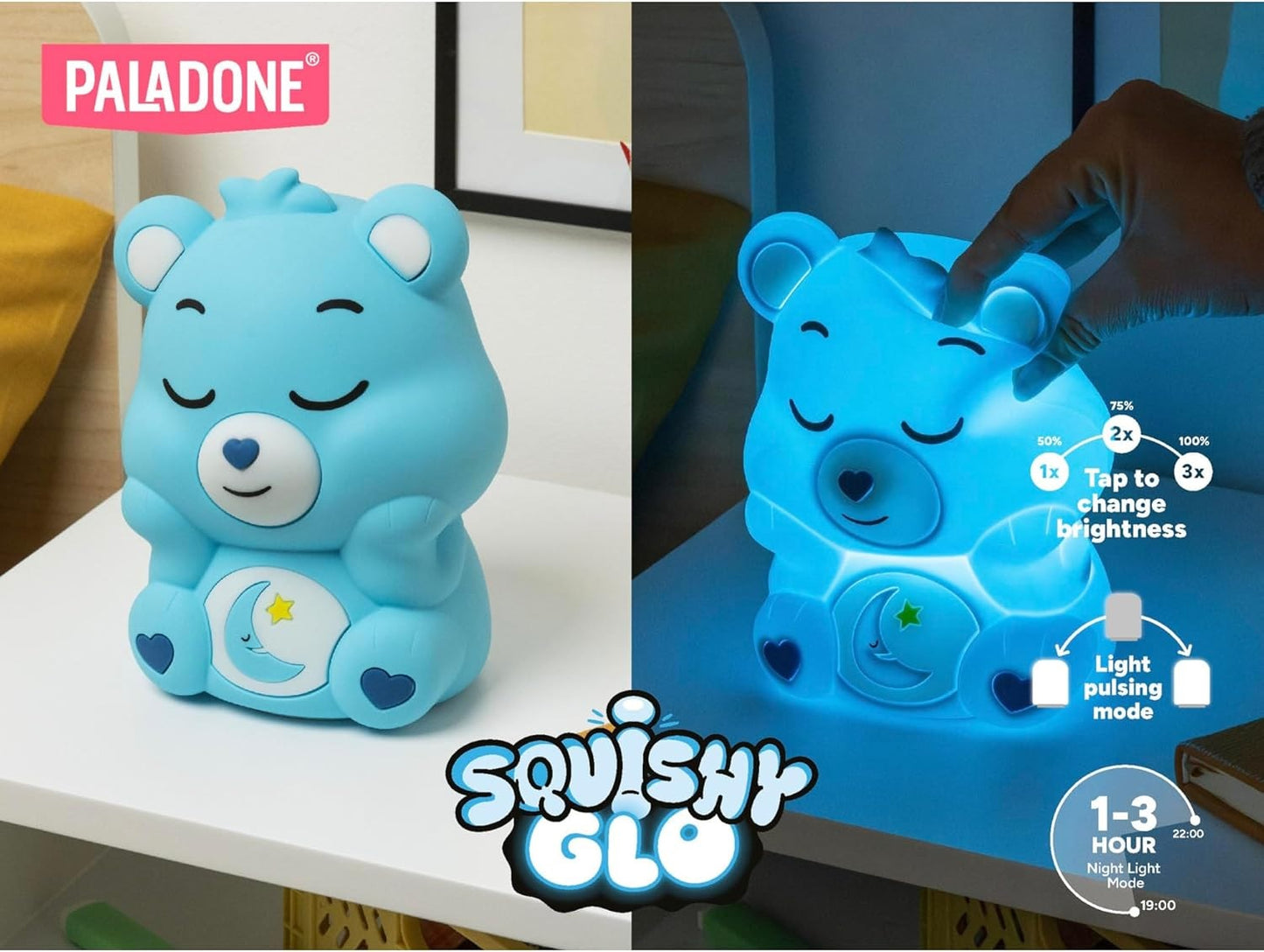 PALADONE Squishy Glo: Lampada Care Bears (Orsetti del Cuore) - Bedtime Bear - Lampada Silicone soft