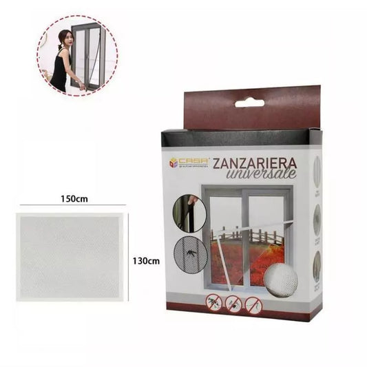 Zanzariera 130x150 Per Finestre A Rete Strappo Biadesivo Tenda Universale Bianco