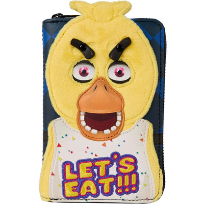 Funko Loungefly: Portafoglio FNAF con cerniera a forma di Chica di Five Nights at Freddy's Party in versione peluche per cosplay
