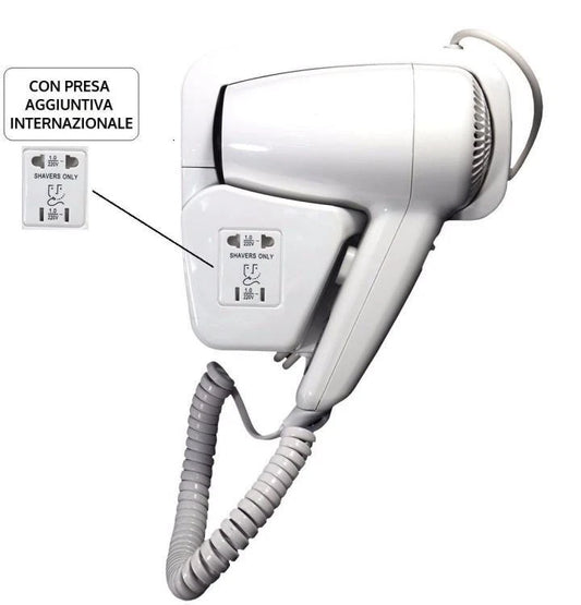 Asciugacapelli Phon Da Parete A Muro Albergo Hotel Per Bagno Alberghi Spogliatoi
