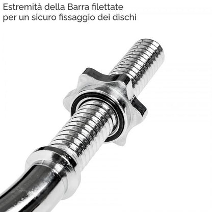 Hb Bilanciere Curl 120Cm Ø25Mm Acciaio Manubrio Barra Curva Bodybuilding 1,20M