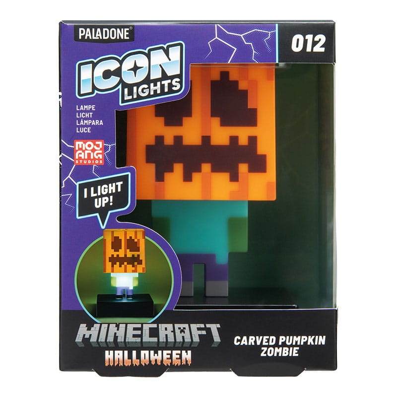 PALADONE Icon Lights: Mini lampada Minecraft Halloween 012 (Craved Pumpkin Zombie) - Lampada LED Statuetta 3D