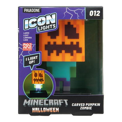 PALADONE Icon Lights: Mini lampada Minecraft Halloween 012 (Craved Pumpkin Zombie) - Lampada LED Statuetta 3D