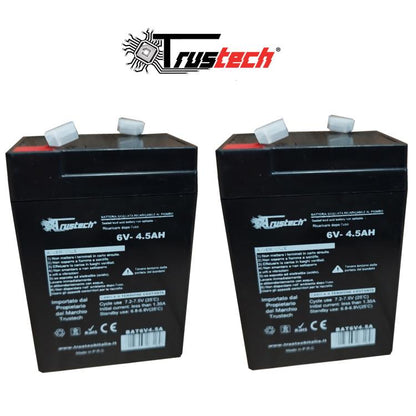 Trustech 2 X Batteria Ermetica Piombo 6V 4Ah 4,5Ah Ricaricabile Auto Peg Perego