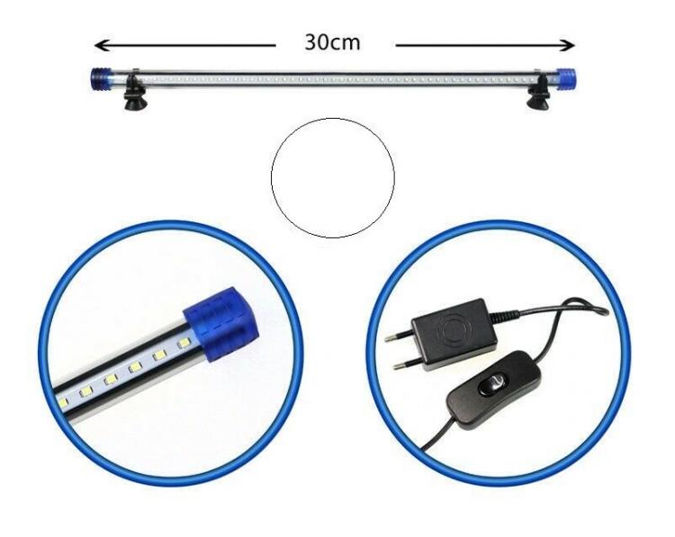 BARRA LED LAMPADA NEON PER ACQUARIO IMPERMEABILE IMMERSIONE LUCE BIANCA 30CM