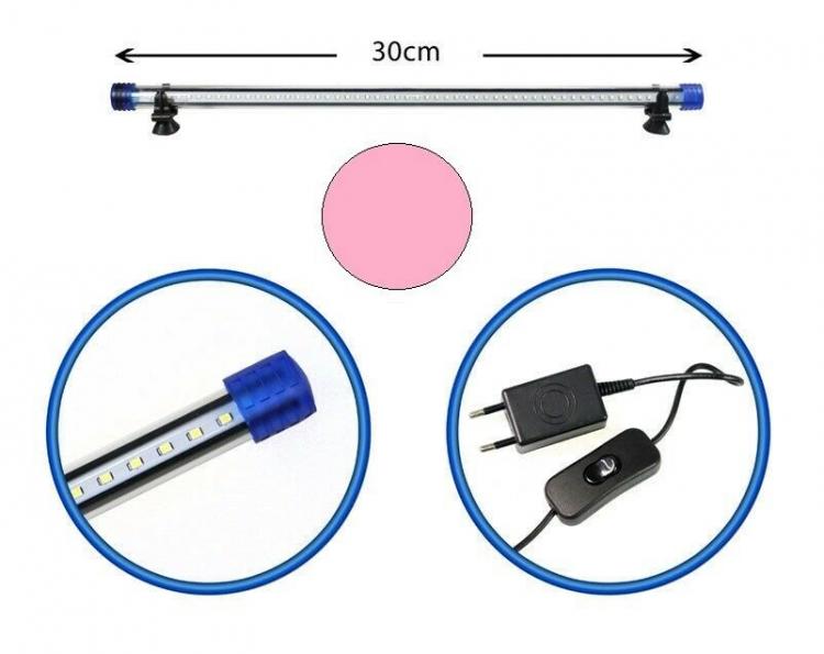 Barra Led Lampada Neon Per Acquario Impermeabile Immersione Luce ROSA 30CM