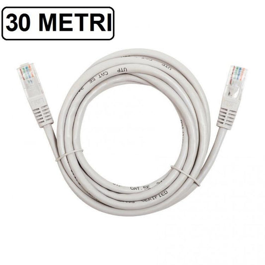CAVO ETHERNET DI RETE LAN INTERNET RJ45 CAT5 30 METRI MODEM ROUTER FILO COMPUTER