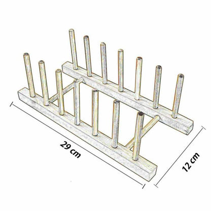 Set 2 Portapiatti In Legno Bicchieri Piatti Organizzatore 6 Posti Scolapiatti