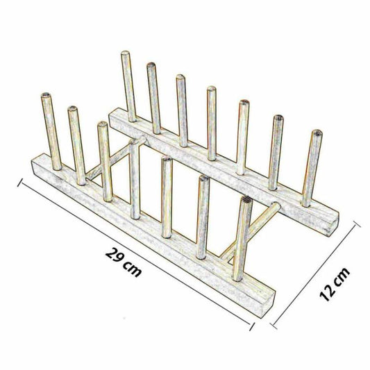 Set 2 Portapiatti In Legno Bicchieri Piatti Organizzatore 6 Posti Scolapiatti