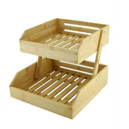 Scaffale In Legno 2 Livelli Multiuso Per Cucina Portaoggeti Cesto Per Frutta