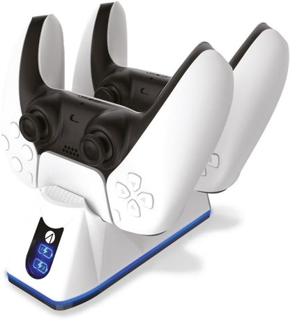 Stealth Base Di Ricarica Controller Dualsense Ps5 Caricatore Doppio 2 Pad Bianco