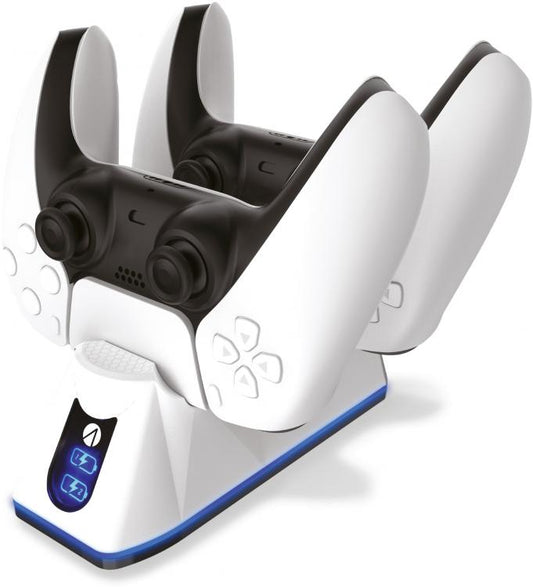 Stealth Base Di Ricarica Controller Dualsense Ps5 Caricatore Doppio 2 Pad Bianco