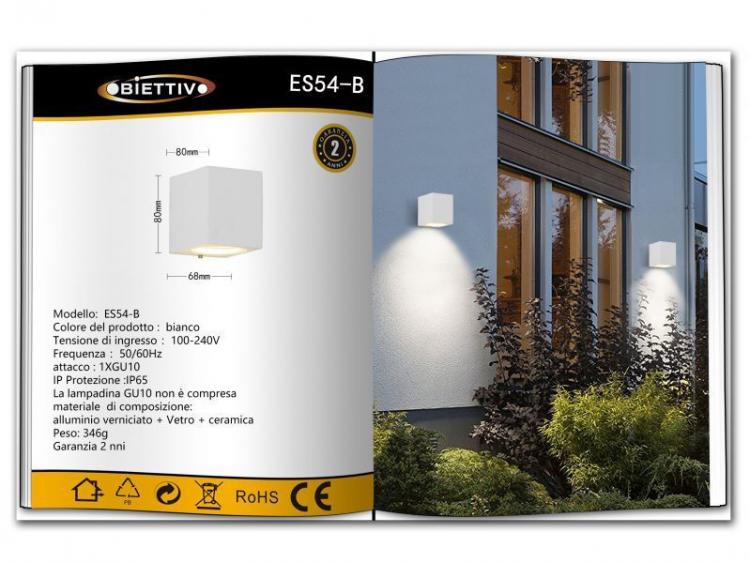 APPLIQUE PER ESTERNO LED LAMPADA GIARDINO ATTACCO GU10 MURO FARETTO IP65/BIANCO