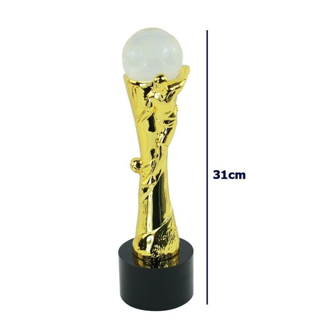 Trofeo Sportivo Oro (Coppa) 31 cm in Resina Dorata idea Regalo per Premiazioni Tornei Calcio, Calcetto, Capocannoniere, Bomber Tifosi ecc