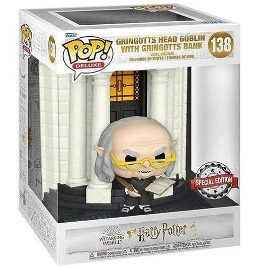Funko Pop ! Deluxe Harry Potter (138) Gringotts Head Goblin With Bank Special