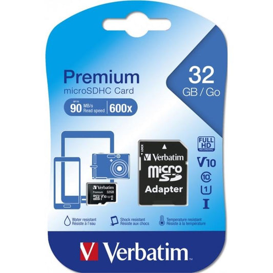 Verbatim Premium Microsdhc Card 32 Gb Micro Sd Memoria/Adattatore V10 Classe 10
