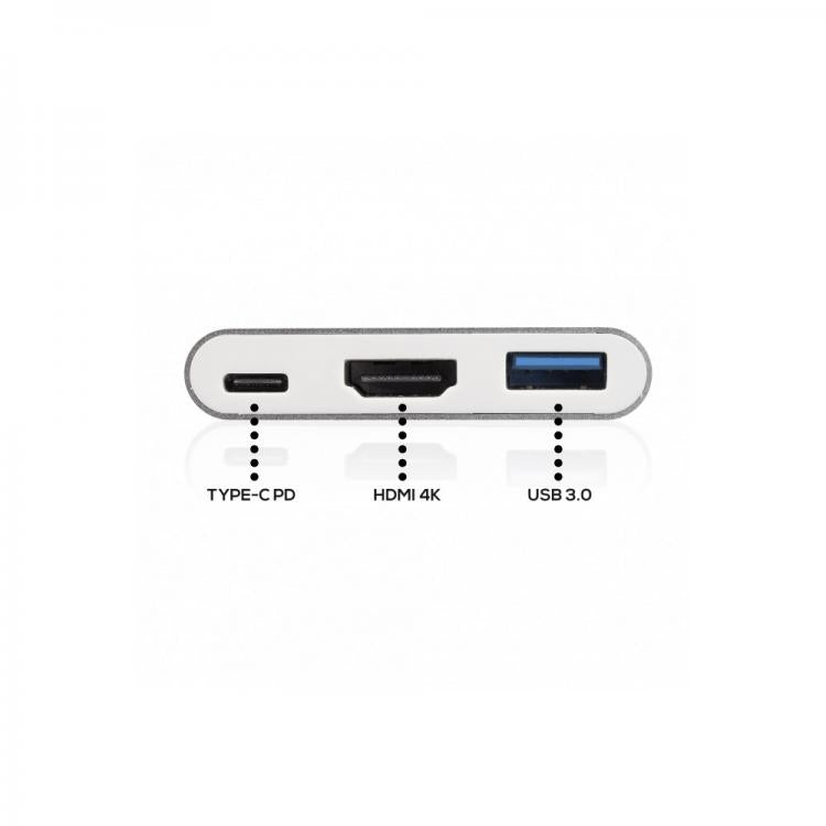 ADATTATORE MULTIPORTA HUB CONVERTITORE 4K 3.1 TYPE-C a HDMI/USB 3.0 30Hz ANDOWL
