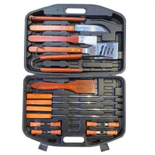 Set Accessori Barbecue 18Pz Con Valigetta Kit Utensili Bbq Legno Griglia Posate