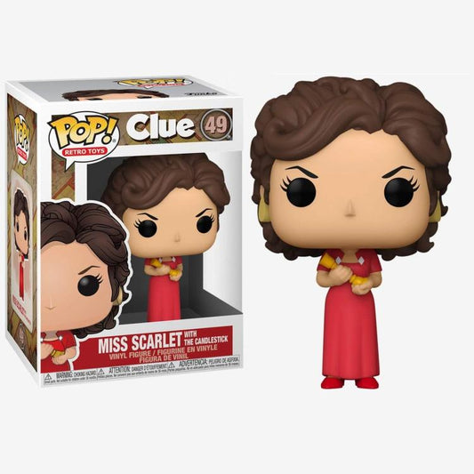 Funko Pop ! Retro Toys - Clue (49) Miss Scarlet With The Candlestick Figure 9Cm