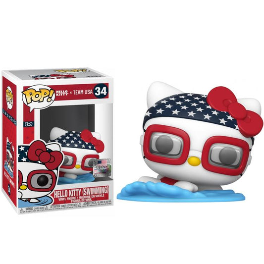 Funko Pop ! Hello Kitty Team Usa - (34) Hello Kitty (Swimming) Sanrio Figure 9Cm