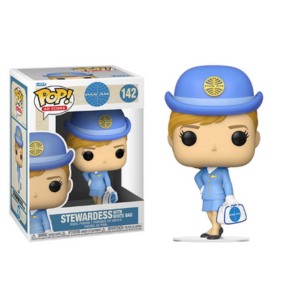 Funko Pop Icons Pan Am 142 Stewardess With White Bag Vinyl Figure Fliight Hostes