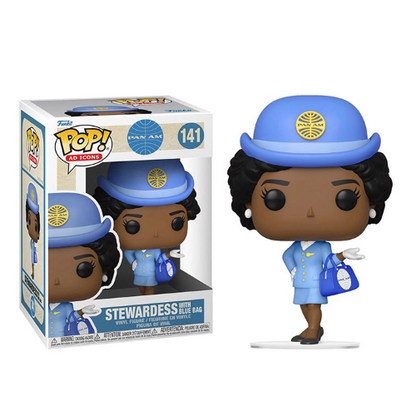Funko Pop Icons Pan Am 141 Stewardess With Blue Bag Vinyl Figure Fliight Hostess