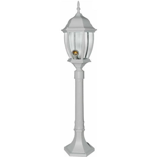 Lampione Da Giardino Terra 87Cm Lanterna Vetro E27 Luce Esterno Alluminio Grigio