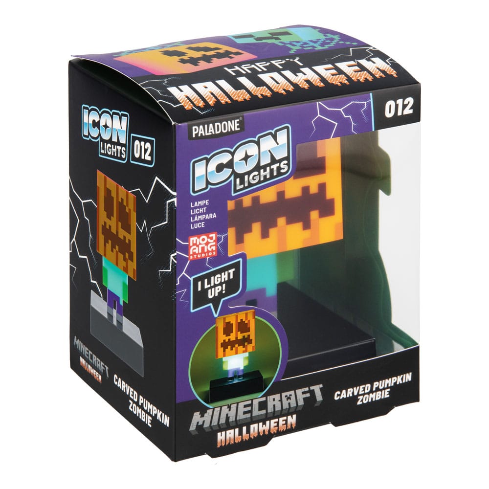 PALADONE Icon Lights: Mini lampada Minecraft Halloween 012 (Craved Pumpkin Zombie) - Lampada LED Statuetta 3D