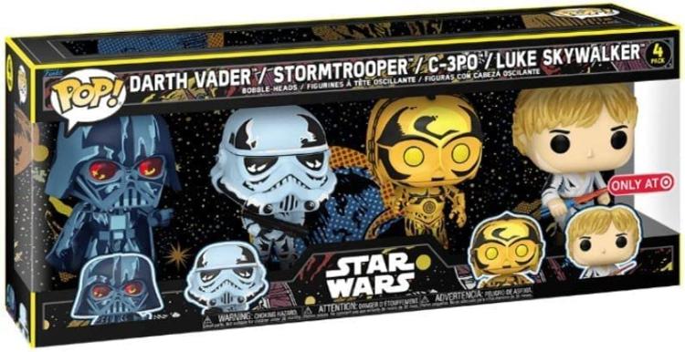 Funko Pop ! Star Wars -  Darth Vader - Stormtrooper - C-3Po - Luke Skywalker 4Pk