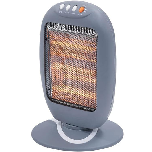 Kooper Thermo Stufa Elettrica Alogena Quarzo 3 Elementi Oscillante 1200W Grigio