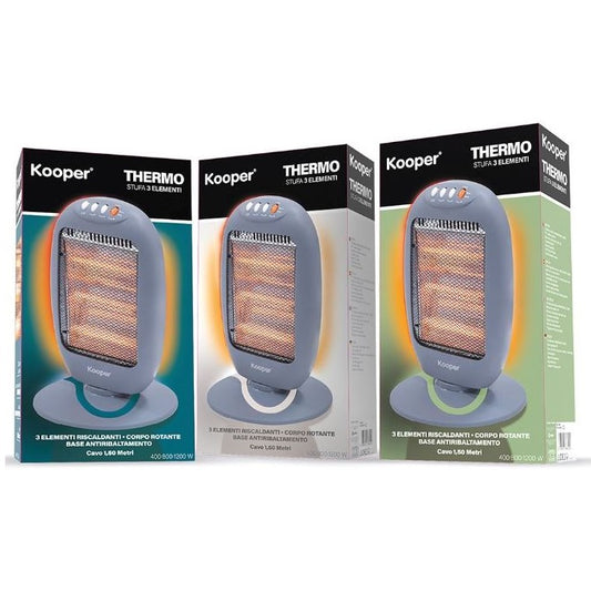 Kooper Stufa Alogena 3 Elementi Oscillante Elettrica 1200W Spegnim. Automatico