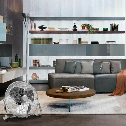 Ventilatore Da Terra Acciaio 100W Pale Alluminio 50Cm 3 Velocitá Ed Oscillante