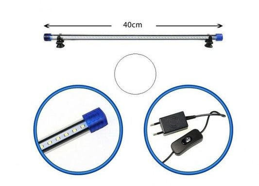 Barra Led Lampada Neon Per Acquario Impermeabile Immersione Luce BIANCA 40CM