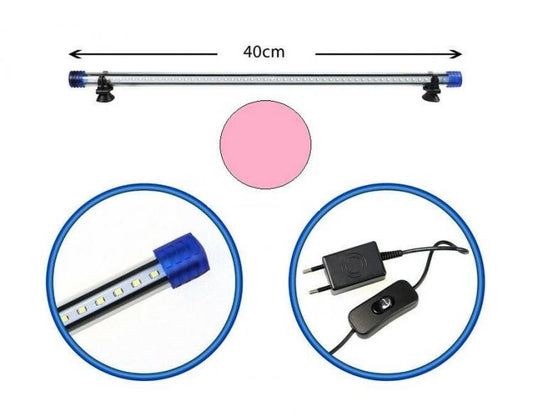 Barra Led Lampada Neon Per Acquario Impermeabile Immersione Luce ROSA 40CM