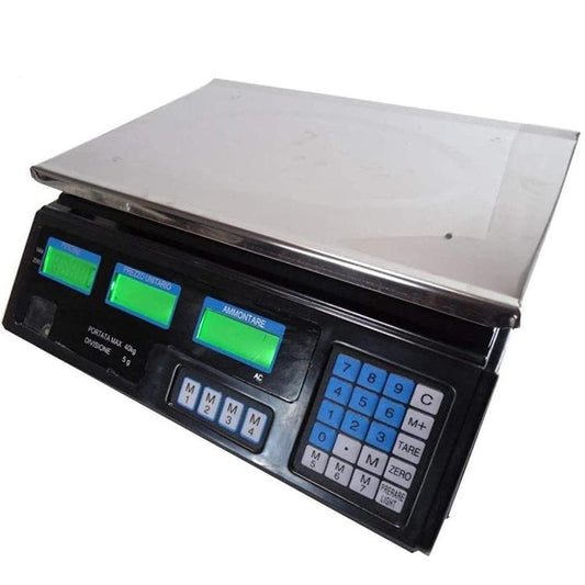 BILANCIA ELETTRONICA DIGITALE PROFESSIONALE PIATTO ACCIAIO INOX  MAX 40KG - 5GR