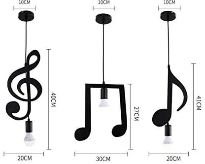 Lampadario A Sospensione Portalampada Nero Led A Nota Musicale Moderno E27 B01N1