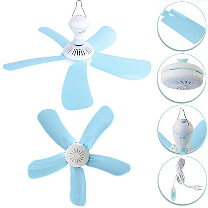 Ventilatore A Soffitto 15W 5 Pale Vento Freddo Gancio Appendere Per Caldo Estate
