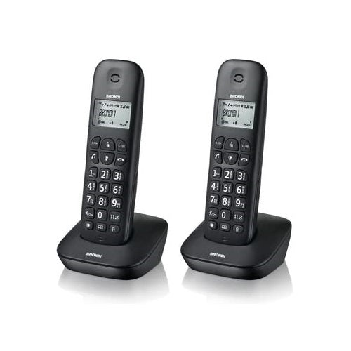 BRONDI GALA TWIN TELEFONO CORDLESS DOPPIO PORTATILE UFFICIO CASA MEMO DECT NERO