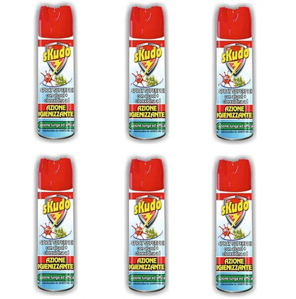 6 SKUDO SPRAY SUPERFICI CON ALCOOL CLOREXIDINA SGRASSATORE IGIENIZZANTE AMBIENTI