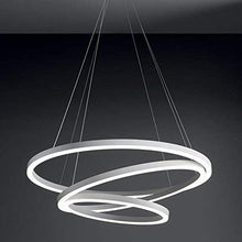 Lampadario Pendente  Led 48W Cerchi Con Anelli Bianco Moderno Salone Luce Calda