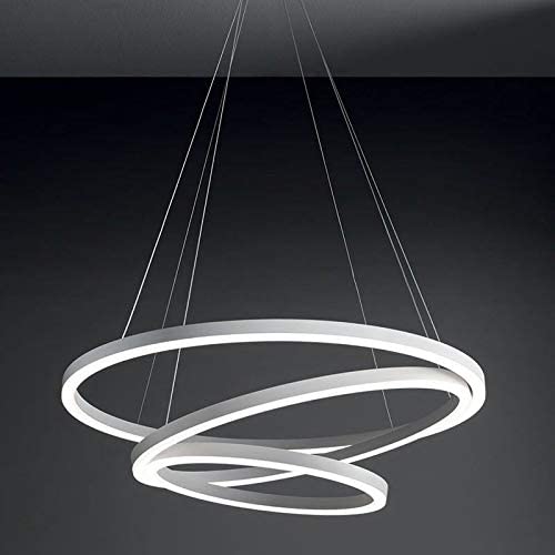 Lampadario Pendente  Led 48W Cerchi Con Anelli Bianco Moderno Salone Luce Calda