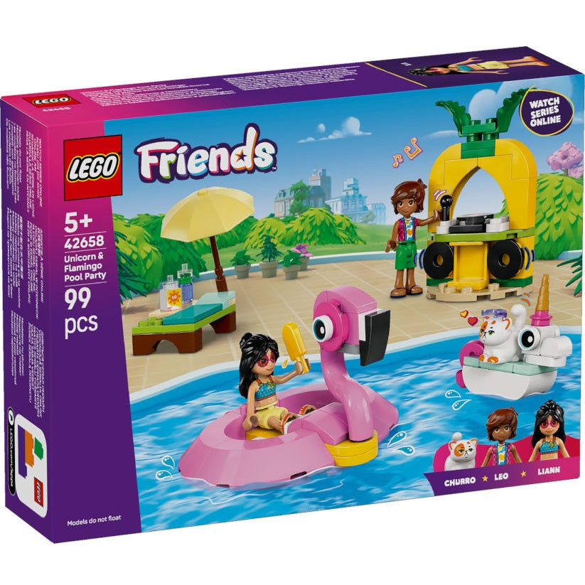Lego - Friends 42658 Pool Party con Unicorno e Fenicottero Costruzione da 99 pz 5+