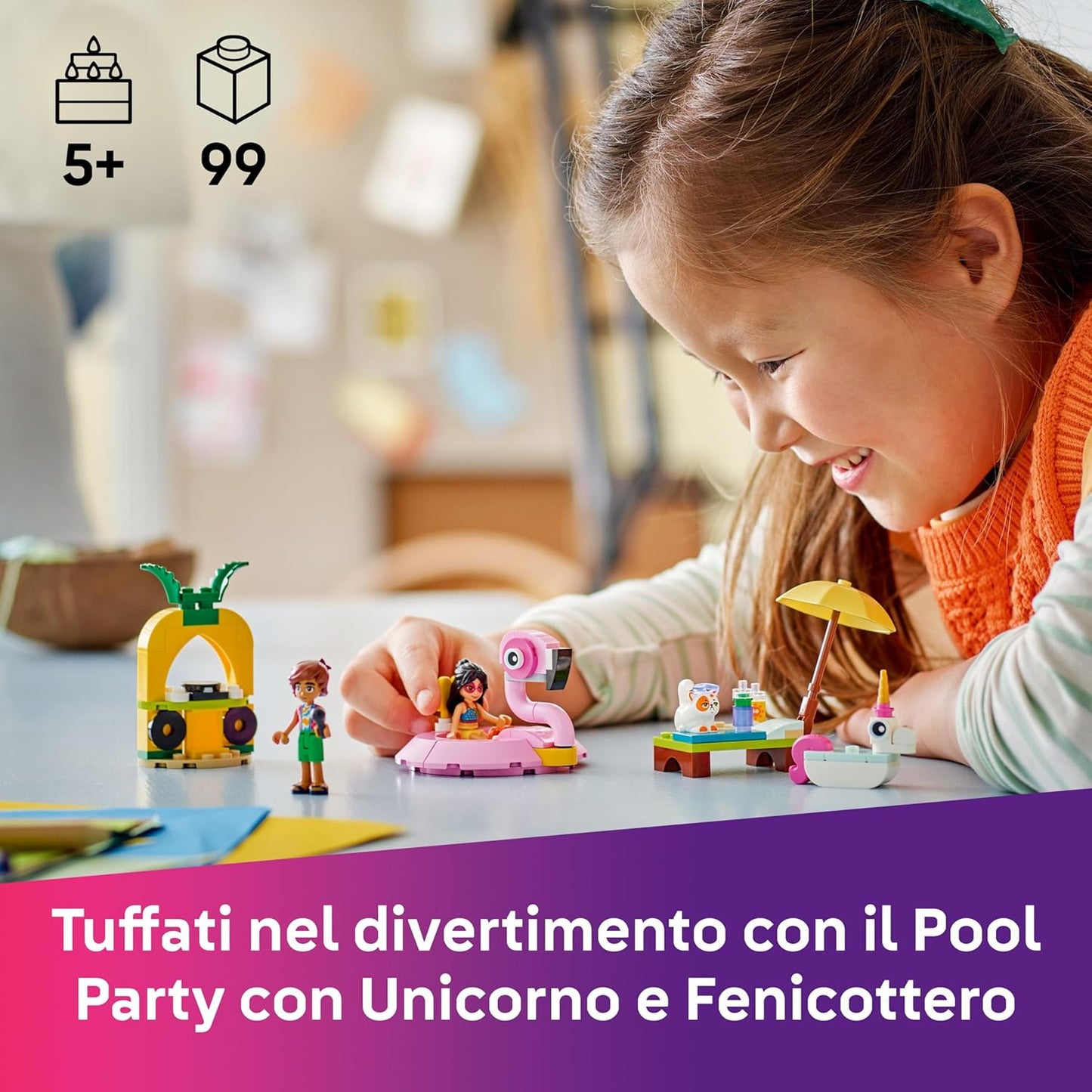 Lego - Friends 42658 Pool Party con Unicorno e Fenicottero Costruzione da 99 pz 5+