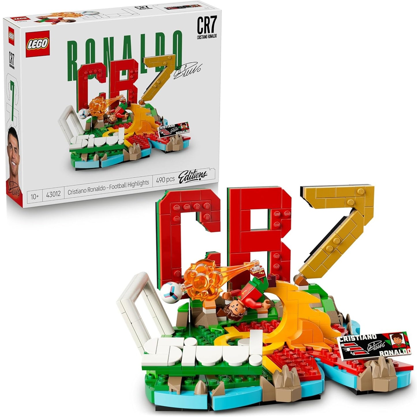 LEGO Editions 43012 (Cristiano Ronaldo) Highlights Leggenda del Calcio - 490 pcs Kit Modellismo con Action Figure 3D da Esposizione - Giocattolo Decorazione Cameretta - Regalo per Bambini e Bambine da 10 Anni e Fan Adulti (World Cup 2026)
