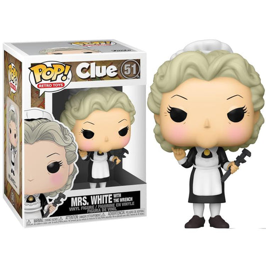 Funko Pop ! Retro Toys - Clue (51) Mrs. White With The Wrench Vinyl Figure 9Cm