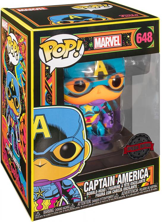 Funko Pop ! Marvel - (648) Captain America Black Light Figure Vinyl Special 9Cm