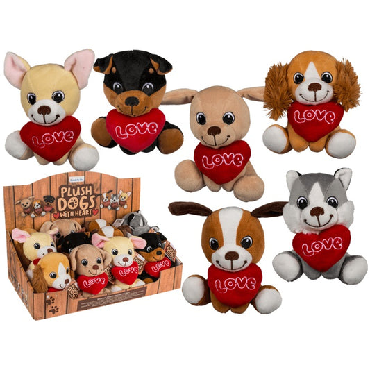 Peluche Cani Seduti Cuore San Valentino Love (Beagle) Plush Dogs With Heart 14Cm