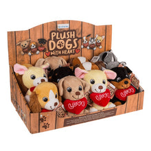 Peluche Cani Seduti Cuore San Valentino Love (Display 12 Cani) Plush Dogs 14Cm