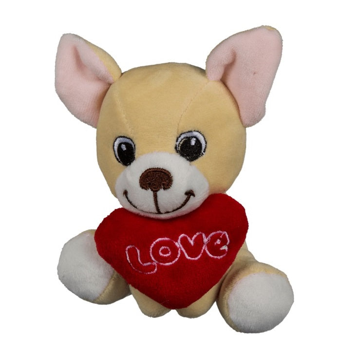 Peluche Cani Seduti Cuore San Valentino Love (Cihuahua) Plush Dogs Heart 14Cm